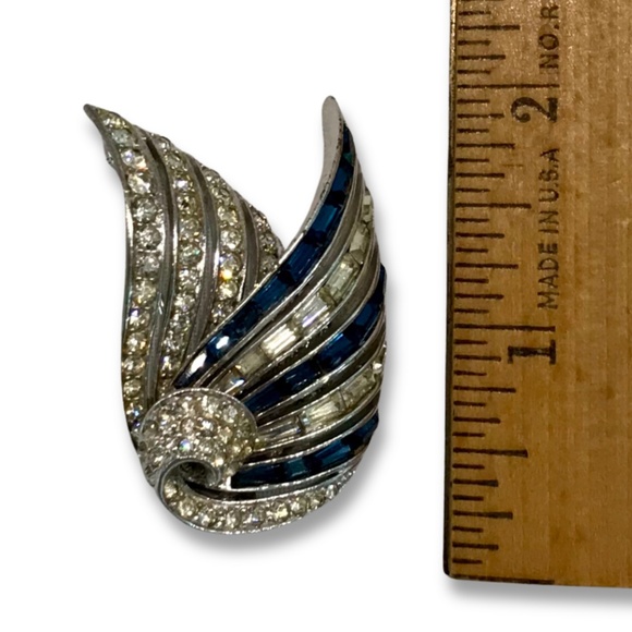Rare Marcel Boucher Hinged Blue and Clear Rhinestone Pin Collectible - On Sale - Picture 5 of 5